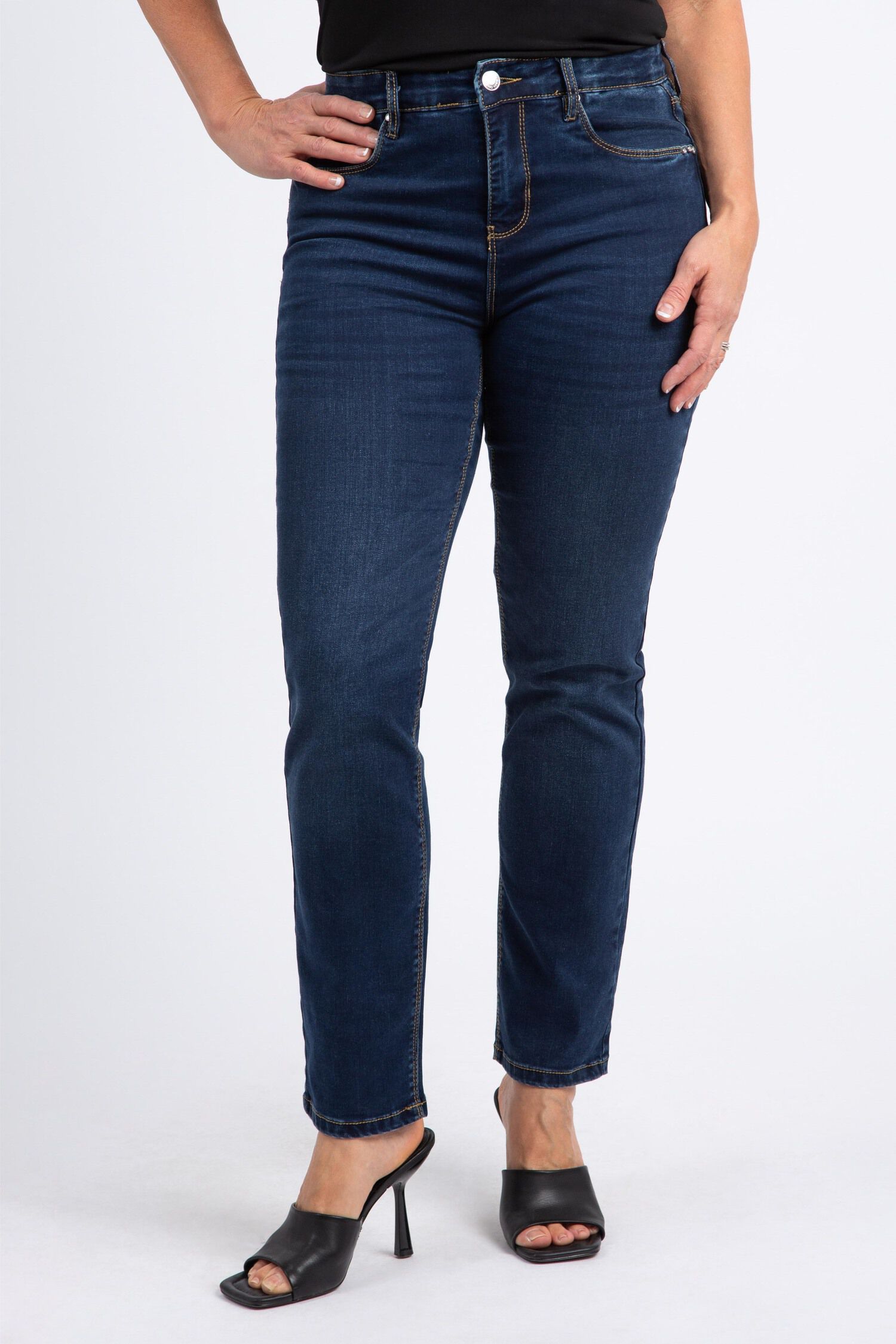 Smooth 5 Pocket 30" Solid Denim Pants Image 1